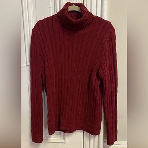 Red Old Navy Cable-Knit Turtleneck Sweater
